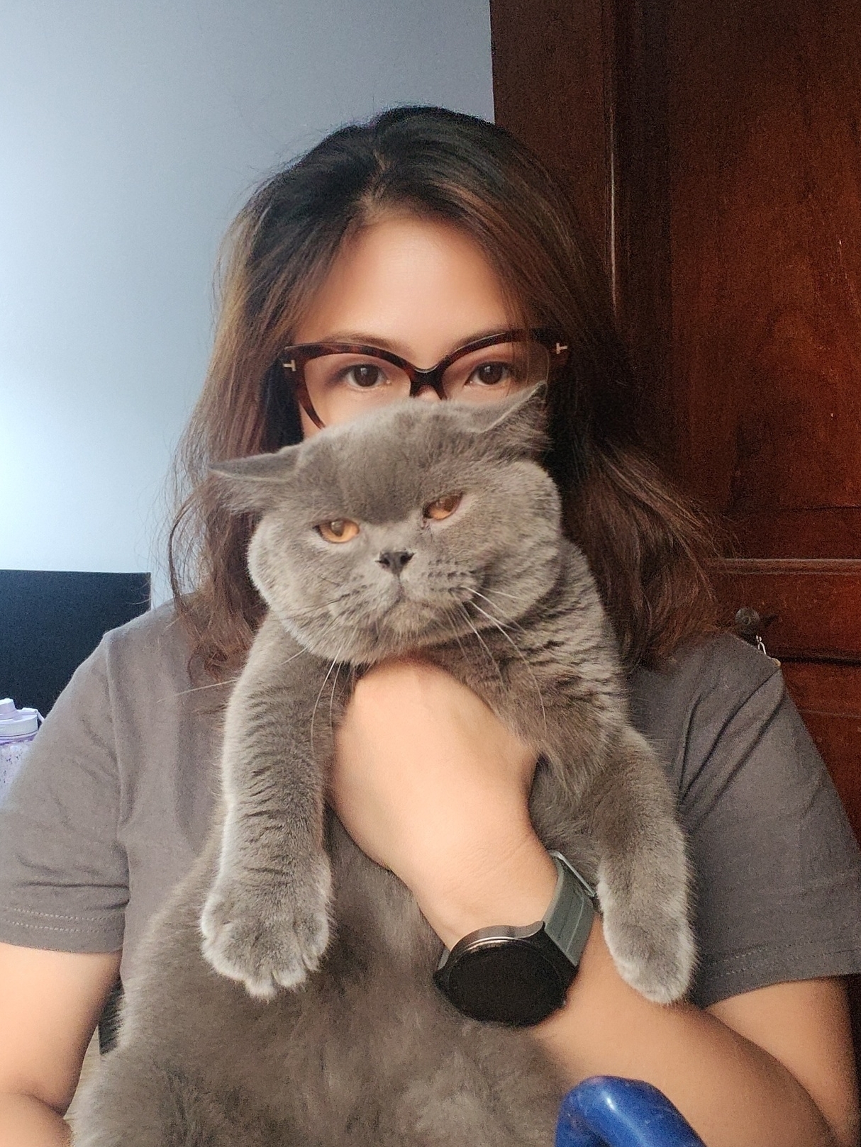 J with her cat