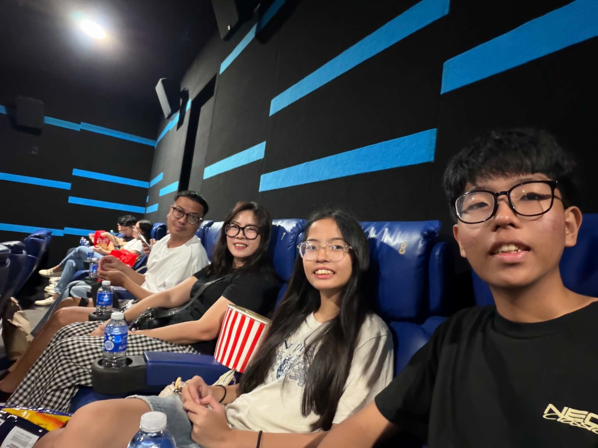 Our family watching Forgotten Island at the cinema